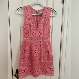 ALICE + OLIVIA Eyelet Lace Blossom Pink Zula  Sleeveless Sheath Mini Dress